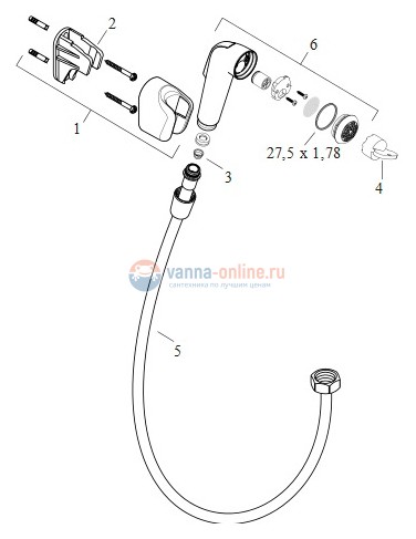Гигиенический душ Hansgrohe SetLogis 3 в 1 (71666000/32127000/27454000)
