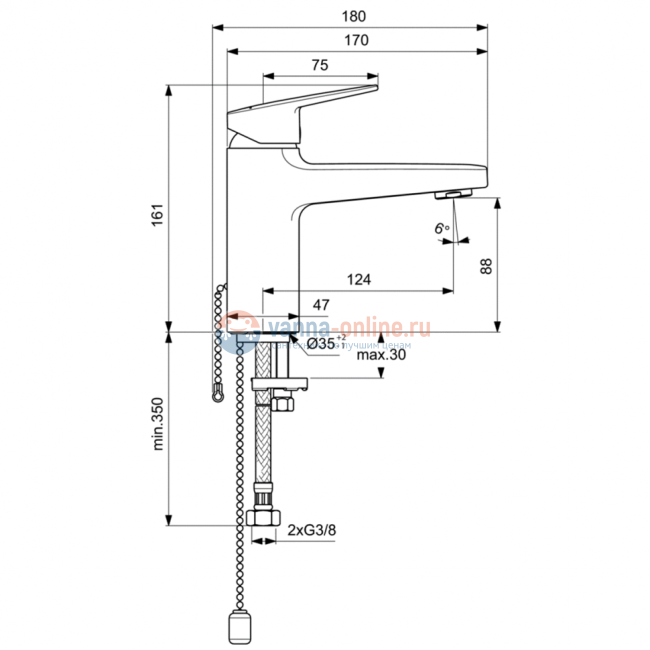 Смеситель для раковины с цепочкой Ideal Standard CERAPLAN BD223AA