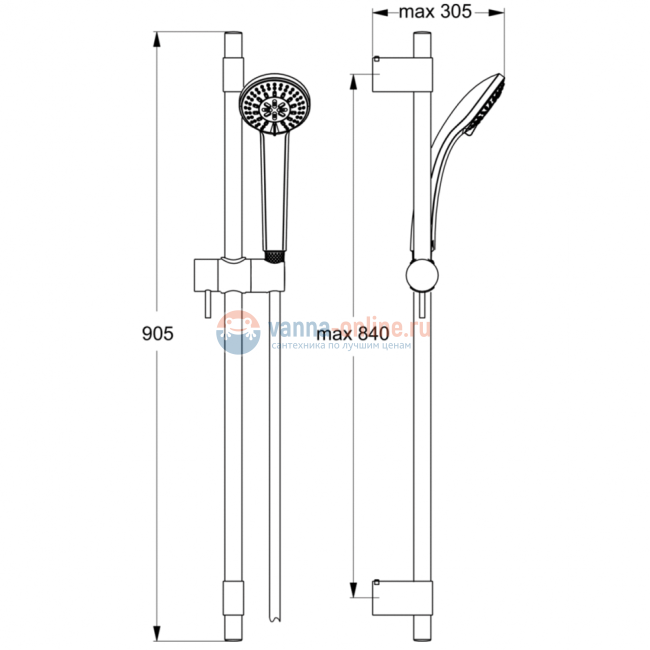 Душевой гарнитур Ideal Standard IDEALRAIN PRO B9832AA Душевой гарнитур Ideal Standard IDEALRAIN PRO B9832AA