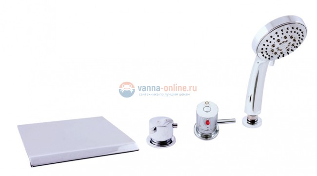 Смеситель на борт ванны на 4 отверстия Rav-Slezak Dunaj Termostat DT274.5P, хром