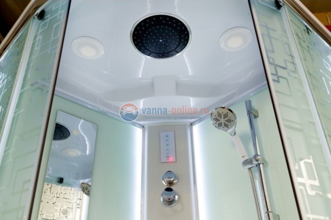 Душевая кабина Deto Em EM4580 LED гм 80 x 80 см, с крышей, с Led подсветкой, с гидромассажем