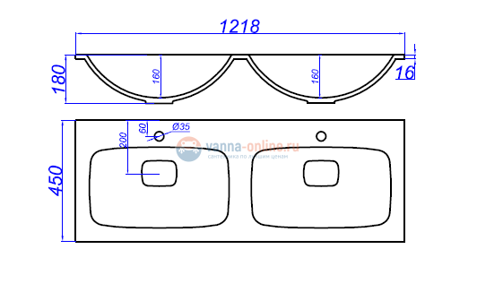 Раковина Aqwella Malaga 1200 Duet