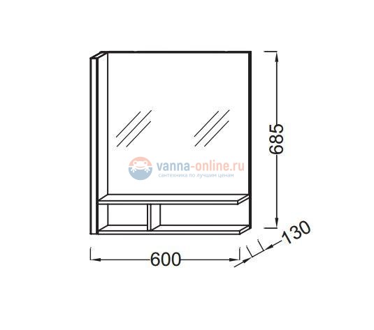 Зеркало Jacob Delafon Terrace EB1180G-NF/EB1180D-NF 60 см, подсветка справа