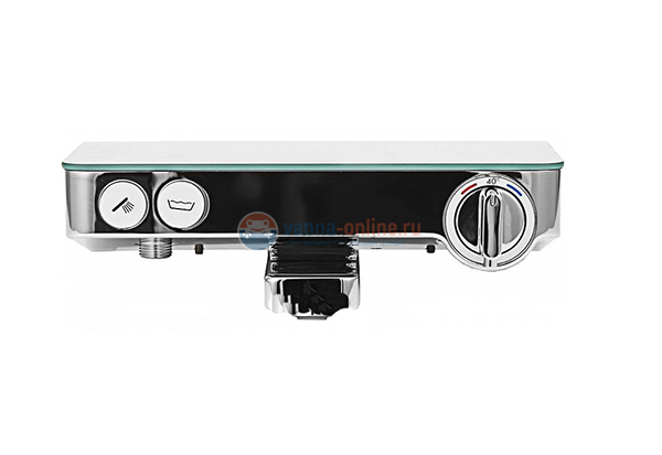 Смеситель Hansgrohe Ecostat Select 13151400 для ванны с кнопками управления, термостатический, белый/хром, 30 см Смеситель Hansgrohe Ecostat Select 13151400 для ванны с кнопками управления, термостатический, белый/хром, 30 см