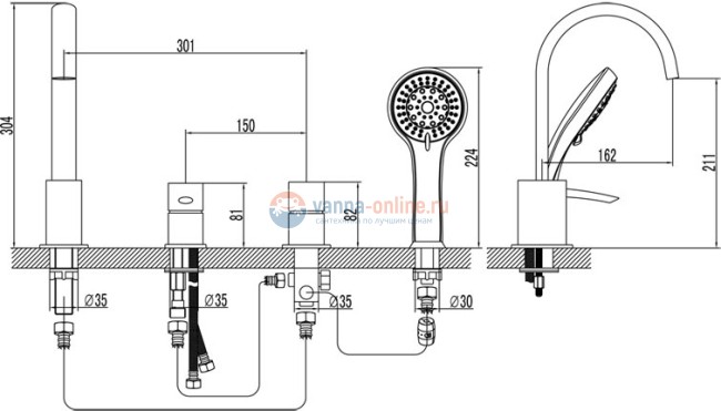 Смеситель Lemark Atlantiss LM3241C для ванны Смеситель Lemark Atlantiss LM3241C для ванны