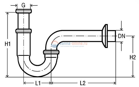 Сифон трубный Viega Eleganta V2 мод. 5611, 305611 Сифон трубный Viega Eleganta V2 мод. 5611, 305611