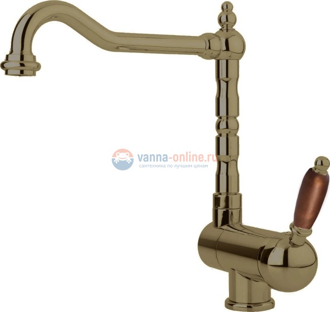 Смеситель Cezares ELITE-LLPM2-02-Nc для кухни, бронза, ручка орех