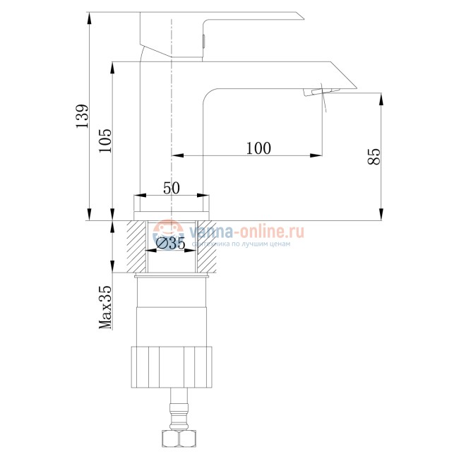 Смеситель для раковины Rossinka RS38-11U Смеситель для раковины Rossinka RS38-11U