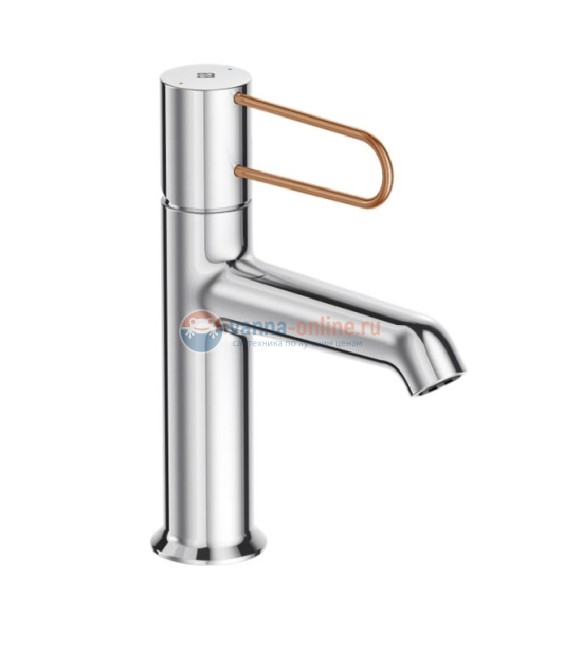 Смеситель для раковины Jacob Delafon Odeon Rive Gauche E21028-CPR-CP с донным клапаном, хром, ручка медная Смеситель для раковины Jacob Delafon Odeon Rive Gauche E21028-CPR-CP с донным клапаном, хром, ручка медная
