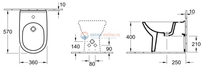 Биде Villeroy&Boch O.novo 5461 0001, напольное Биде Villeroy&Boch O.novo 5461 0001, напольное