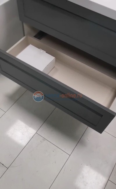 Тумба c раковиной Art&Max AM-Platino-750-2C-SO-GM, 75 x 48 x 55 см подвесная, серый матовый 