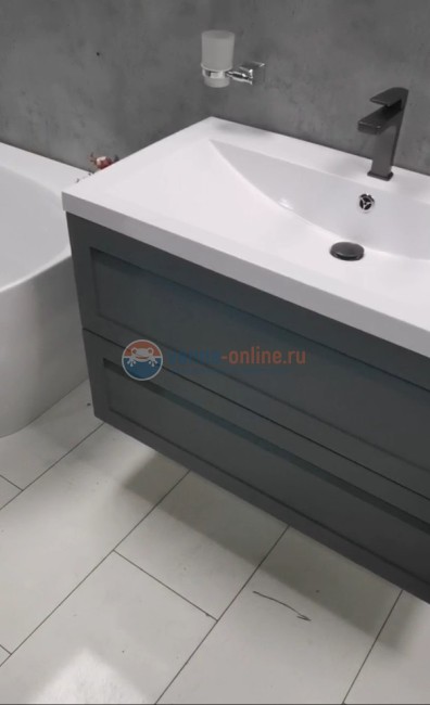 Тумба c раковиной Art&Max AM-Platino-750-2C-SO-GM, 75 x 48 x 55 см подвесная, серый матовый 