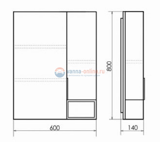 Зеркальный шкаф Comfortу Франкфурт-60, правый, дуб шоколадно-коричневый