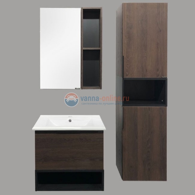 Зеркальный шкаф Comfortу Франкфурт-60, правый, дуб шоколадно-коричневый