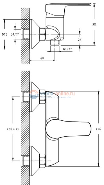 Смеситель Orange Sofi M43-200cr душа