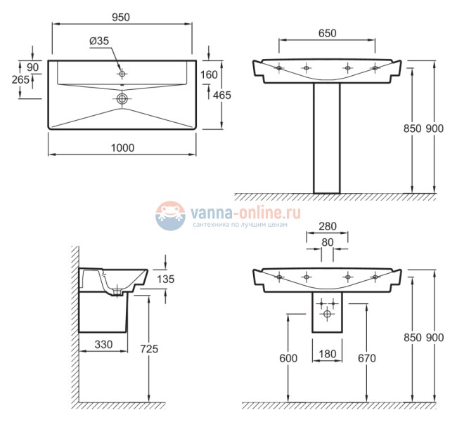 Раковина Jacob Delafon Reve E4801-00 100 х 46,5 см