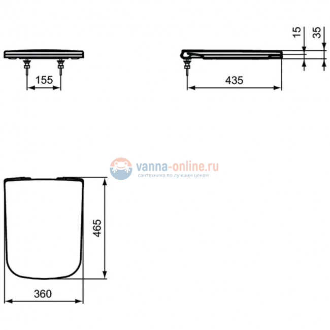 Тонкое сиденье и крышка для унитаза Ideal Standard J505801