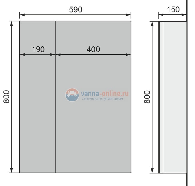 Зеркальный шкаф Raval Quadro/Fest Qua.03.60/W, 60 см