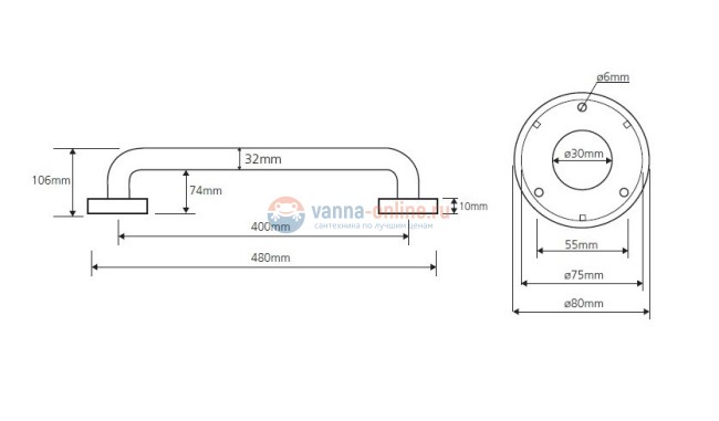 Поручень Bemeta Help 301100402 40 см прямой, хром матовый Поручень Bemeta Help 301100402 40 см прямой, хром матовый