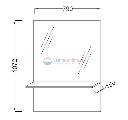 Зеркало Jacob Delafon Struktura 79 см, серый антрацит, EB1213-N14, с полкой