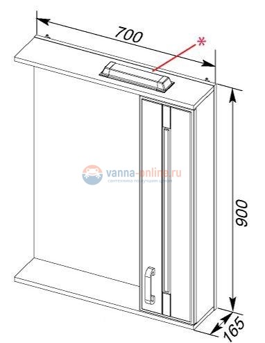 Зеркало Aquanet Рондо 70 со шкафчиком, белый антик, 00196771, правый