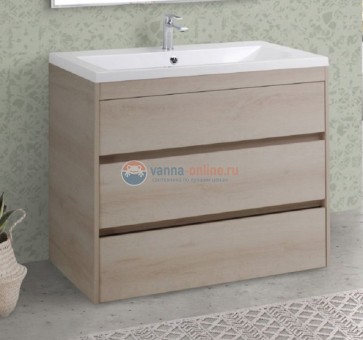 Тумба под раковину Art&Max Family-750-3C-PIA-PB, 75 x 47 x 84.5 см, напольная, со встроенной ступенькой для детей, бежевый (Pino Bianco)