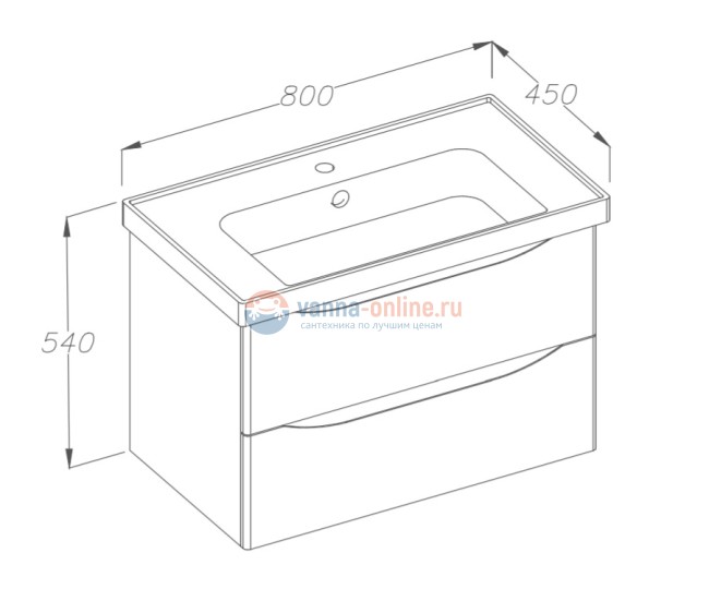 Тумба под раковину Opadiris Smile Элеганс 80 см, Z0000014969, подвесная, белый матовый