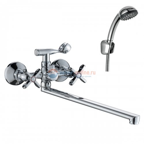 Смеситель универсальный Rossinka RS42-80 для ванны и душа с душевым гарнитуром Смеситель универсальный Rossinka RS42-80 для ванны и душа с душевым гарнитуром
