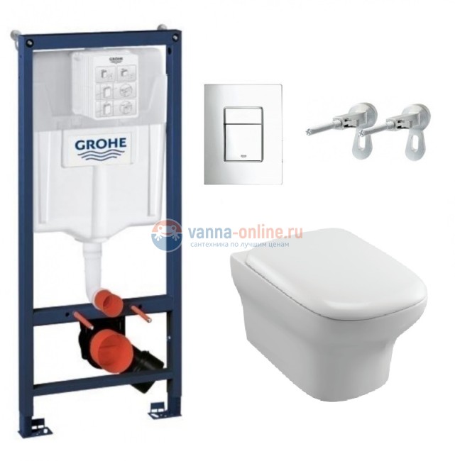 Инсталляция Grohe с безободковым унитазом Jacob Delafon Vox EDM102, сиденье микролифт, 38775001/EDM102-00/E20142-00, комплект Инсталляция Grohe с безободковым унитазом Jacob Delafon Vox EDM102, сиденье микролифт, 38775001/EDM102-00/E20142-00, комплект