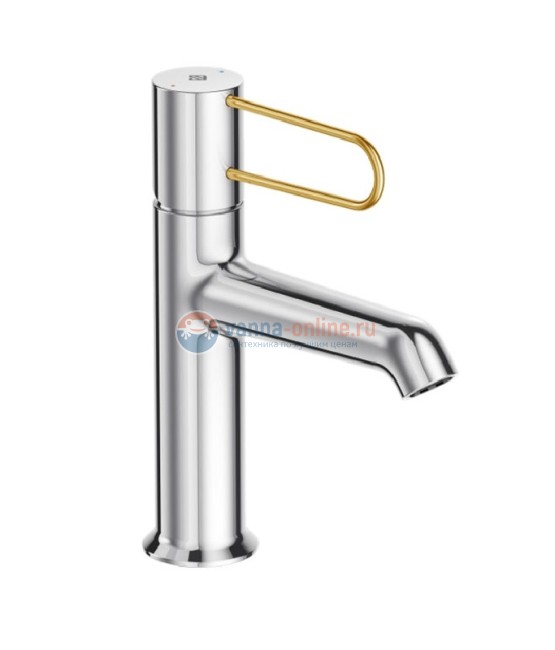 Смеситель для раковины Jacob Delafon Odeon Rive Gauche E21028-GLD-CP с донным клапаном, хром, ручка золотая Смеситель для раковины Jacob Delafon Odeon Rive Gauche E21028-GLD-CP с донным клапаном, хром, ручка золотая