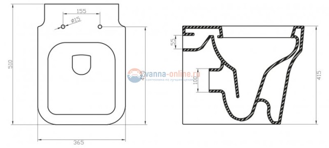 Унитаз приставной BelBagno Janice BB124CB