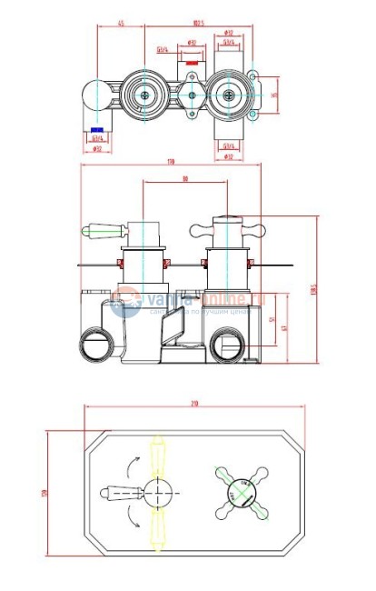 Смеситель для душа Cezares Bohemia BOHEMIA-S-VDIM-T-01-Bi, термостатический, хром