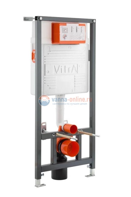 Инсталляция Vitra с унитазом Vitra Metropole 9820B003-7201, сиденье тонкое микролифт, кнопка матовый хром, комплект