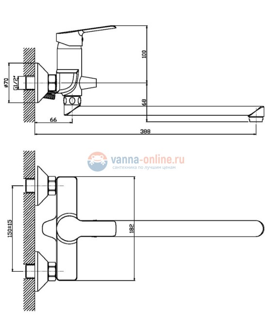 Смеситель Orange Prim M42-211cr для ванны и душа Смеситель Orange Prim M42-211cr для ванны и душа