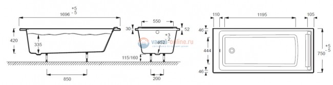 Ванна акриловая Jacob Delafon Spacio E6D010-00 170 х 75 см Ванна акриловая Jacob Delafon Spacio E6D010-00 170 х 75 см
