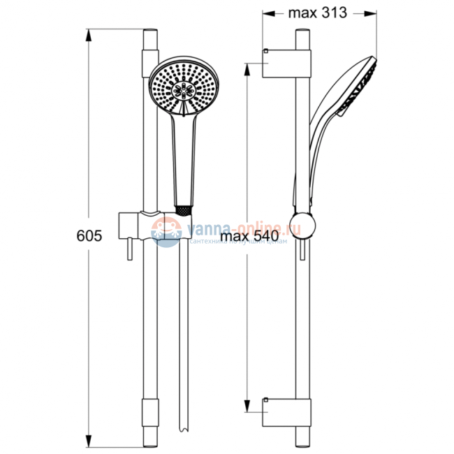 Душевой гарнитур Ideal Standard IDEALRAIN PRO B9834AA Душевой гарнитур Ideal Standard IDEALRAIN PRO B9834AA