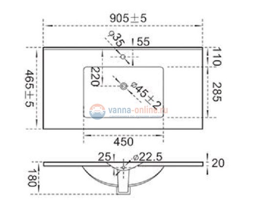 Раковина CeramaLux Серия N 9090Е, белый Раковина CeramaLux Серия N 9090Е, белый