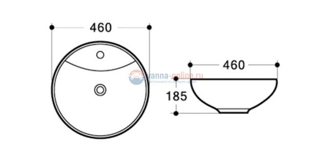 Раковина CeramaLux Серия N 9001 накладная, белый Раковина CeramaLux Серия N 9001 накладная, белый