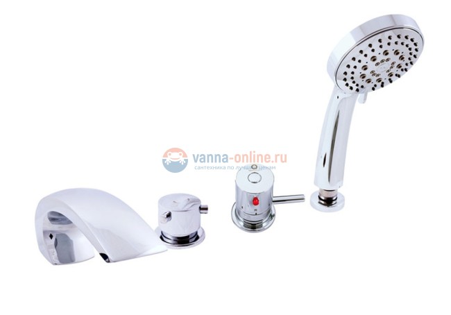 Смеситель на борт ванны на 4 отверстия Rav-Slezak Dunaj Termostat DT272.5P, хром