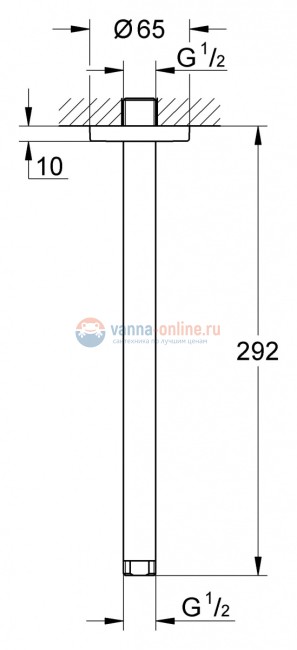 Душевой кронштейн потолочный Grohe Ondus 28497LS0, белая луна Душевой кронштейн потолочный Grohe Ondus 28497LS0, белая луна