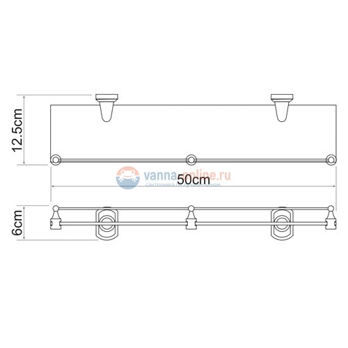 Полка стеклянная WasserKRAFT Oder 3044, с бортиком Полка стеклянная WasserKRAFT Oder 3044, с бортиком