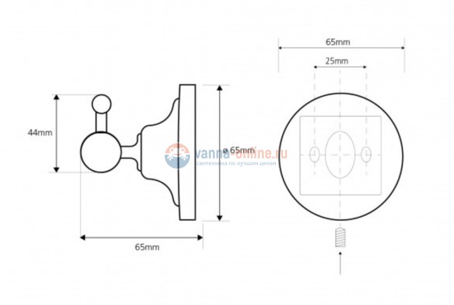 Крючок Bemeta Retro 144306012 6.5 x 6.5 x 6.5 см, хром