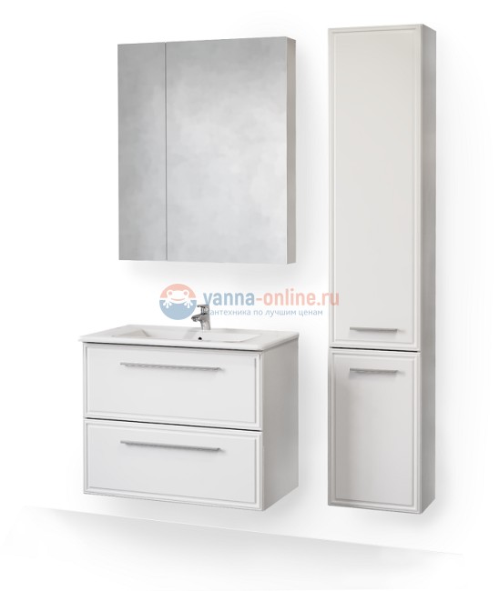 Тумба под раковину Raval Quadro Qua.01.75/P/W, 75 см, белая