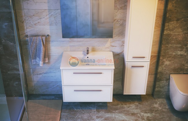 Тумба под раковину Raval Quadro Qua.01.75/P/W, 75 см, белая