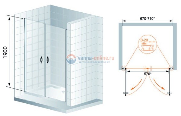 Душевая дверь Cezares FONTANO-B-2-120, профиль-хром