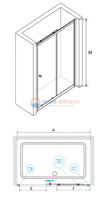 Душевая дверь RGW CL-12, 04091215-11, 150 х 185 см раздвижная, стекло прозрачное