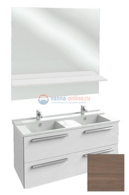 Тумба под раковину Jacob Delafon Struktura 120 EB1279-E16, ореховое дерево, 2 ящика, 117x47x56 см