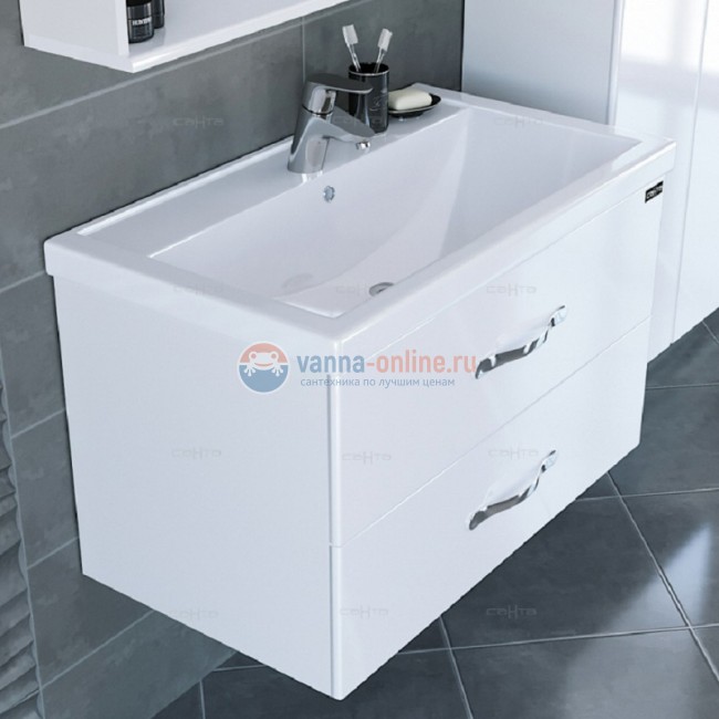 Тумба под раковину СаНта Виктория 80 NEW 700130N, подвесная, цвет белый Тумба под раковину СаНта Виктория 80 NEW 700130N, подвесная, цвет белый