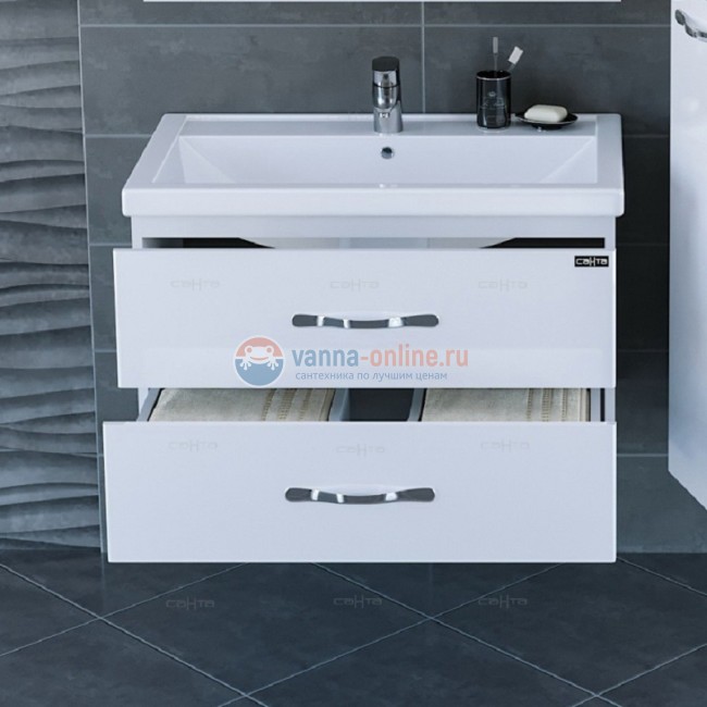 Тумба под раковину СаНта Виктория 80 NEW 700130N, подвесная, цвет белый Тумба под раковину СаНта Виктория 80 NEW 700130N, подвесная, цвет белый