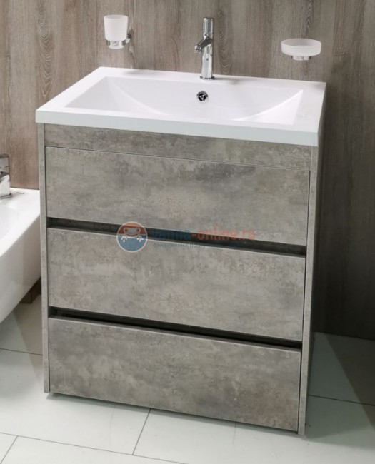 Тумба под раковину Art&Max Family-750-3C-PIA-CV, 75 x 47 x 84.5 см напольная, серый (Cemento Veneto)